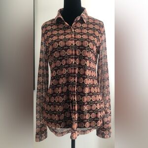 Love 83 womens patterned sheer long sleeve blouse